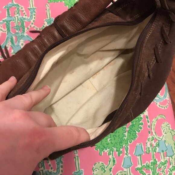 Tod's Brown Suede Shoulder Bag with Tassels - Picture 7 of 8